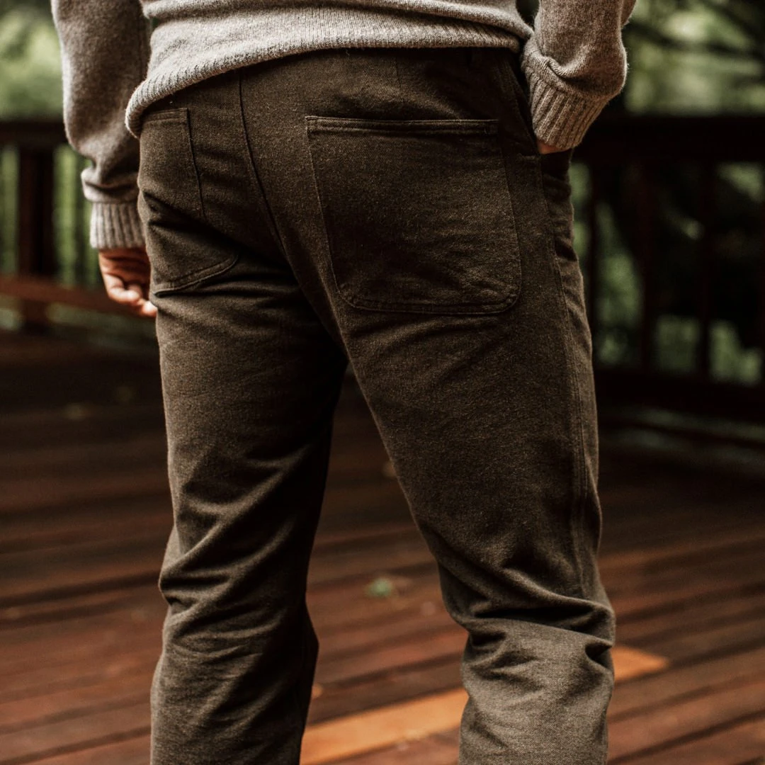 The Camp Pant In Heather Olive Twill - Image 3