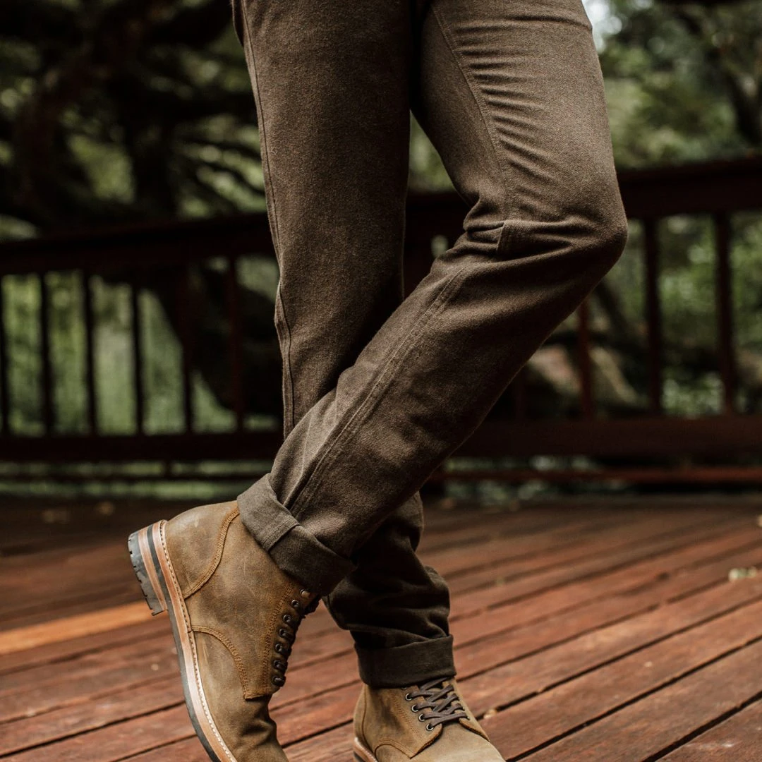 The Camp Pant In Heather Olive Twill - Image 5