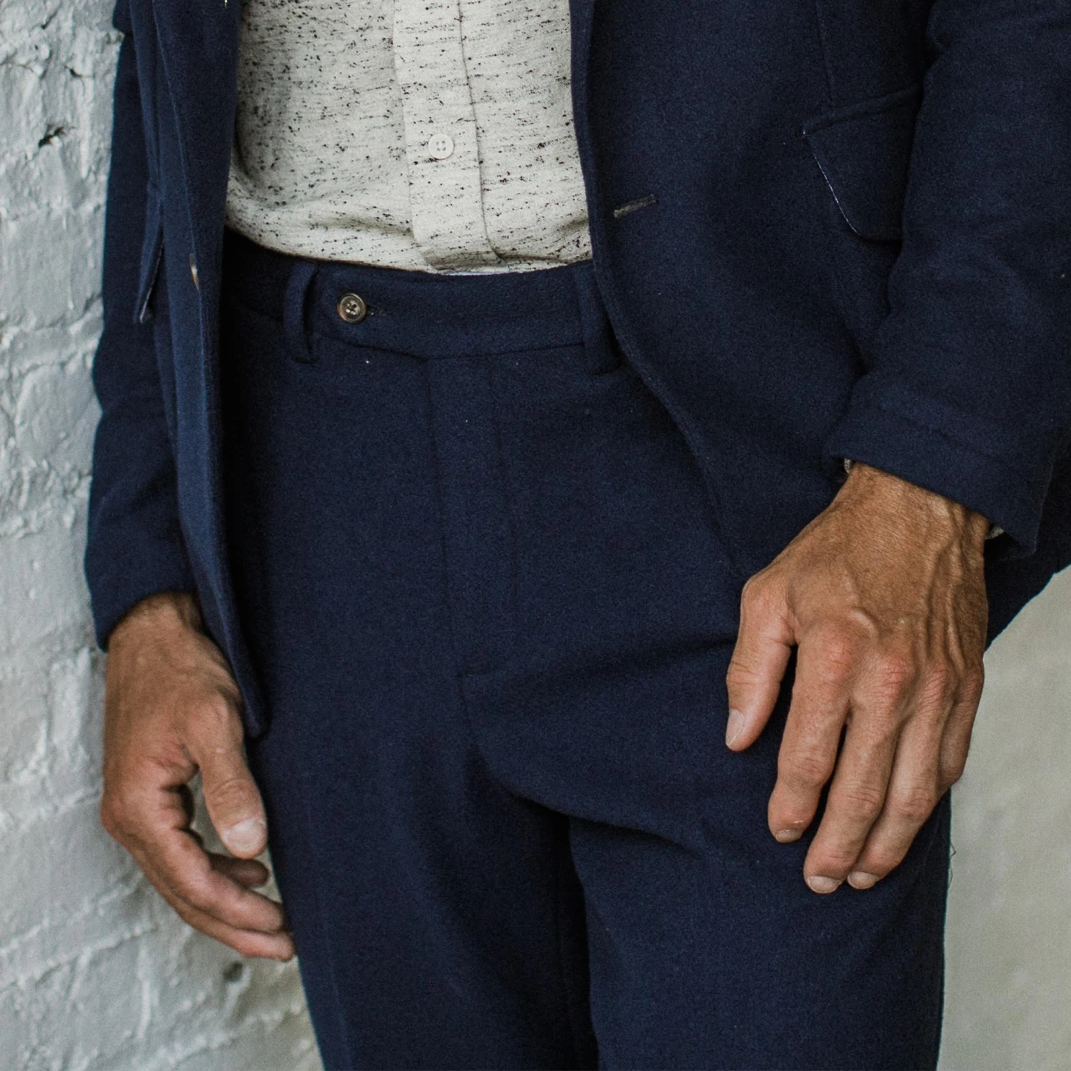 The Telegraph Trouser In Navy Boiled Wool - Image 5