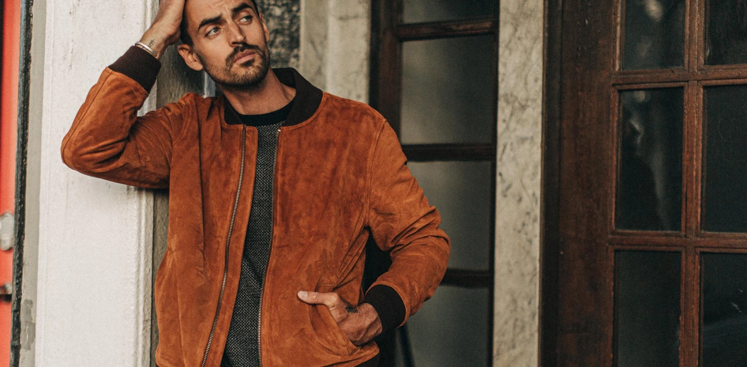 The Bomber Jacket In Whiskey Suede - Image 13