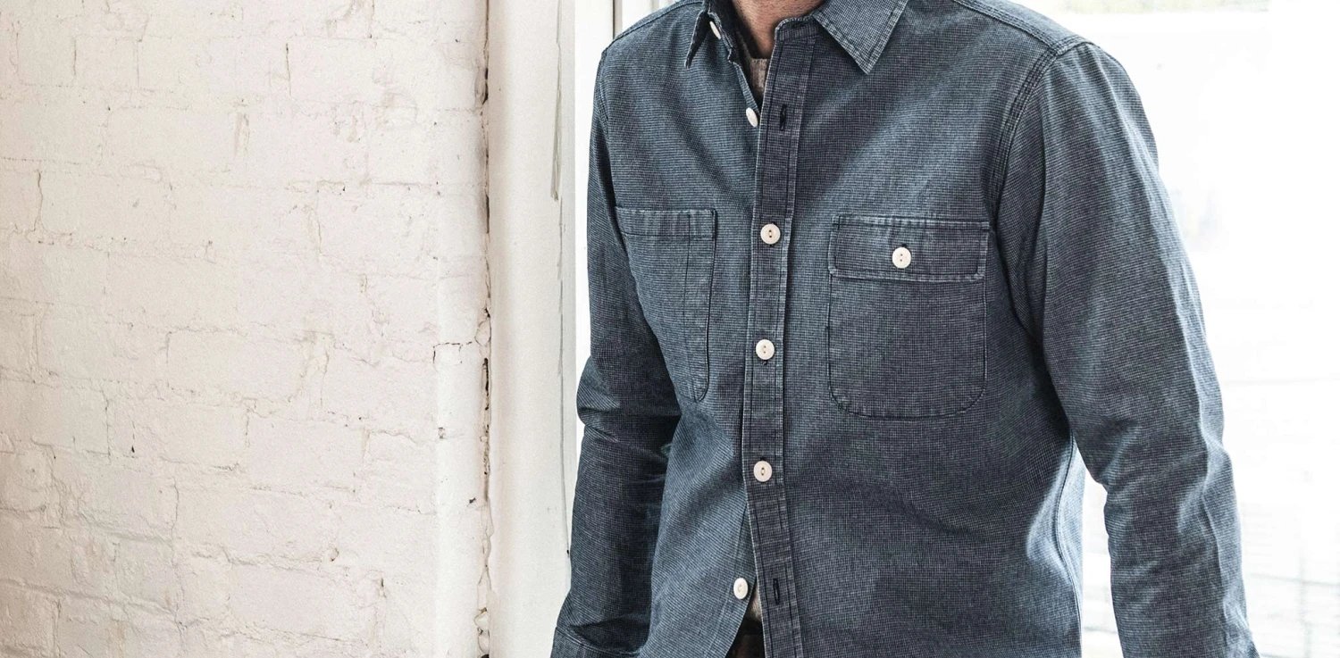 The Moto Utility Shirt In Indigo Pindot - Image 10
