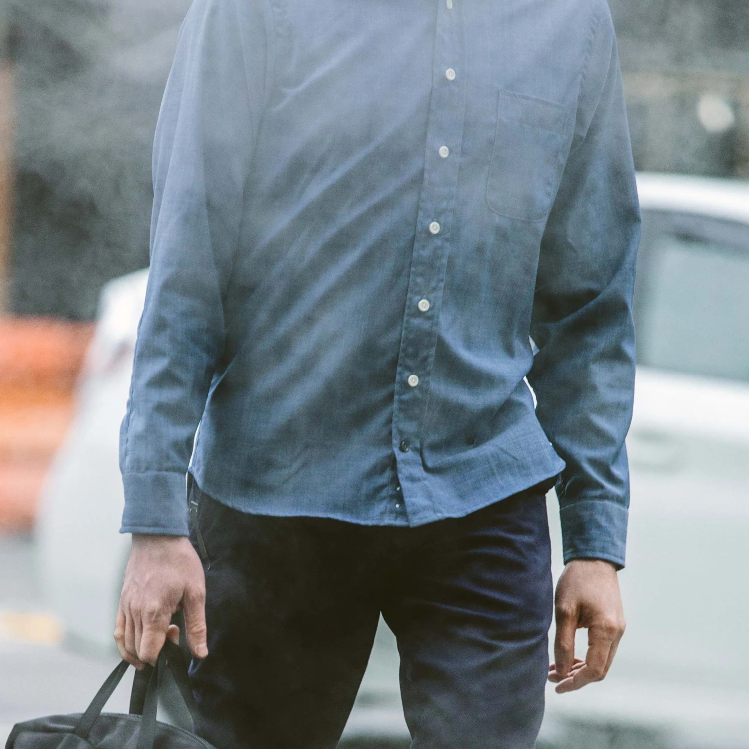 None The Merino Jack In Sky Blue Chambray - Image 2