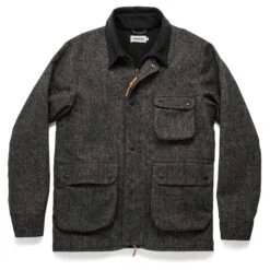 The Rover Jacket In Charcoal Birdseye Waxed Wool