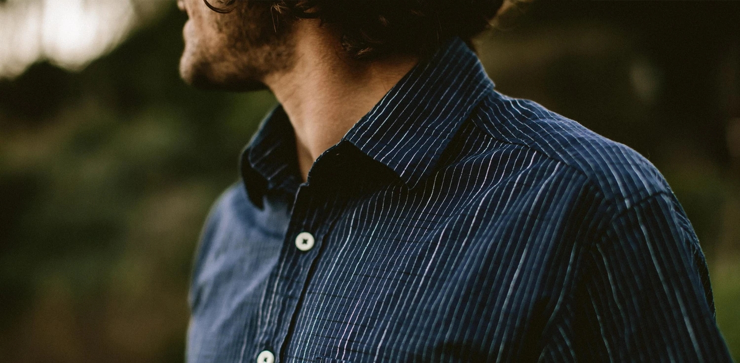 The Short Sleeve California In Navy Slub Stripe - Image 9