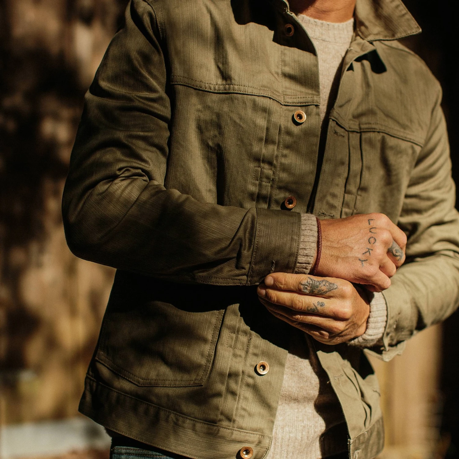 The Ryder Jacket In Yoshiwa Mills Olive - Image 3
