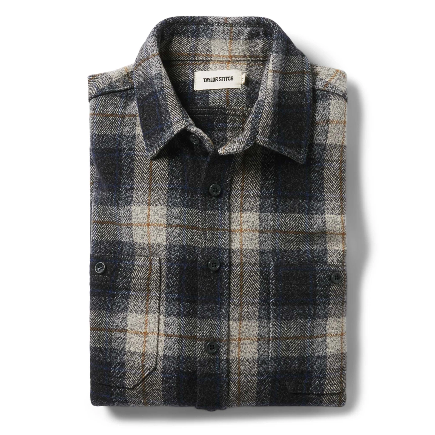 The Utility Shirt In Navy Jaspe Herringbone Plaid