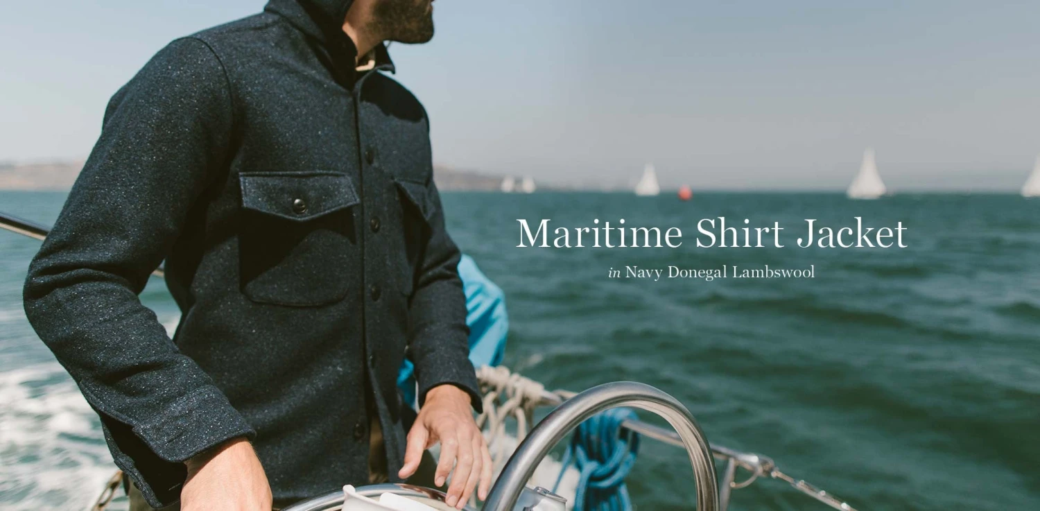 None The Maritime Shirt Jacket In Navy Donegal Lambswool - Image 9