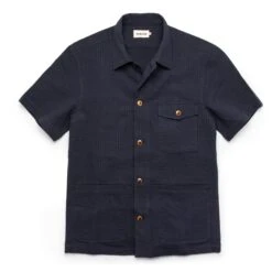 The Caravan Shirt In Navy Seersucker