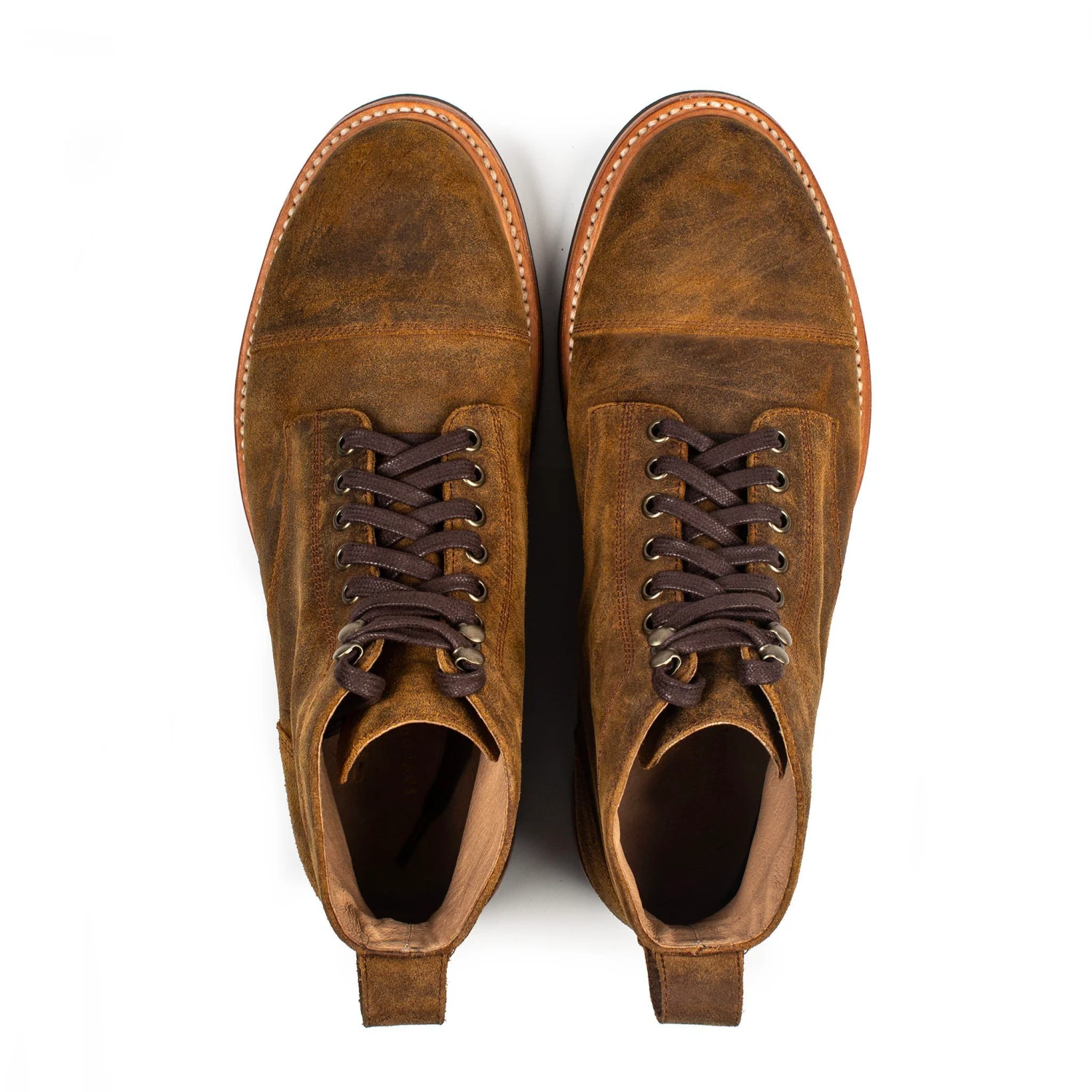 The Moto Boot In Golden Brown Waxed Suede - Image 9