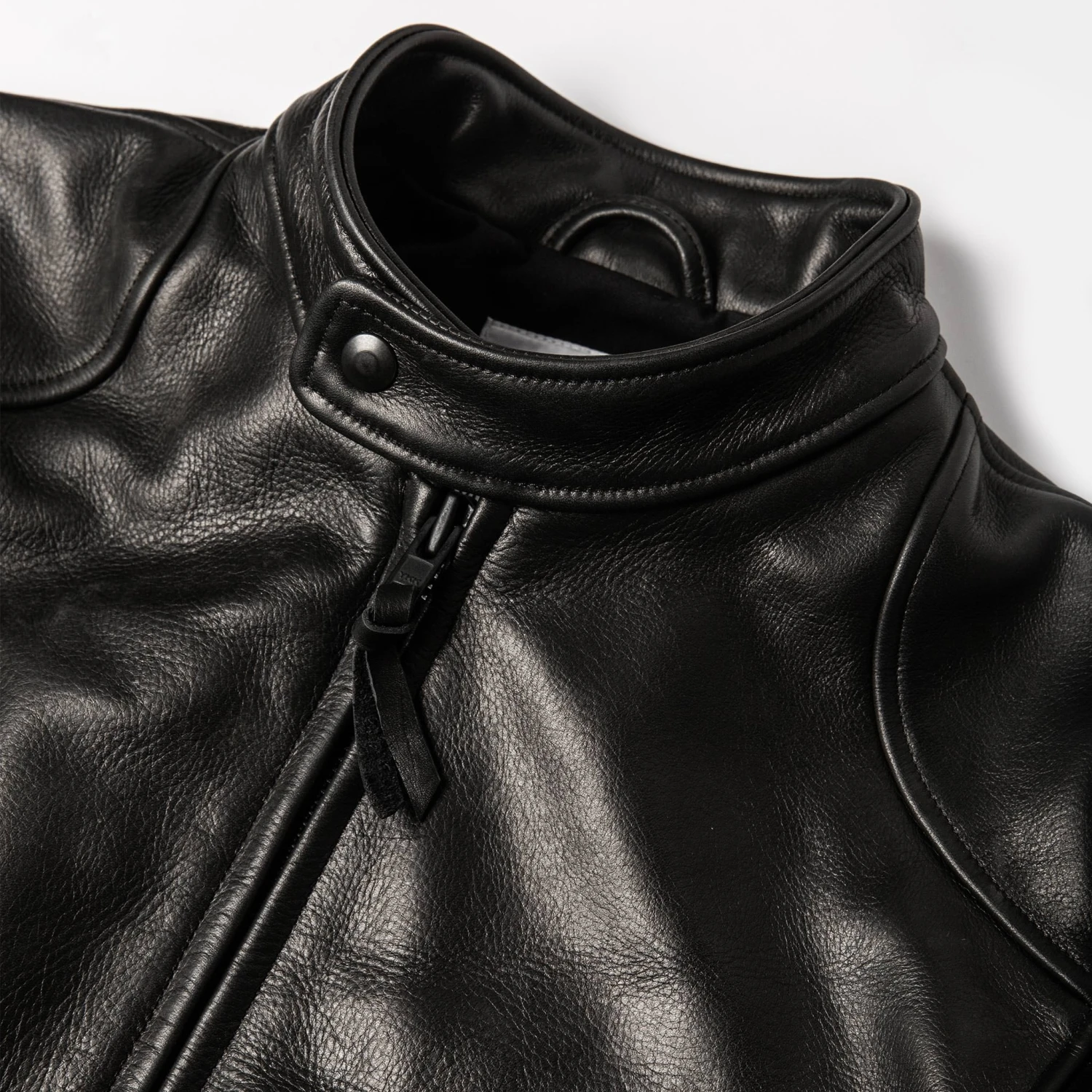 The Band Collar Moto Jacket In Black Steerhide - Image 8