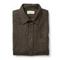 The Mechanic Shirt In Dark Olive Herringbone