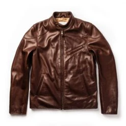 The Band Collar Moto Jacket In Espresso Steerhide
