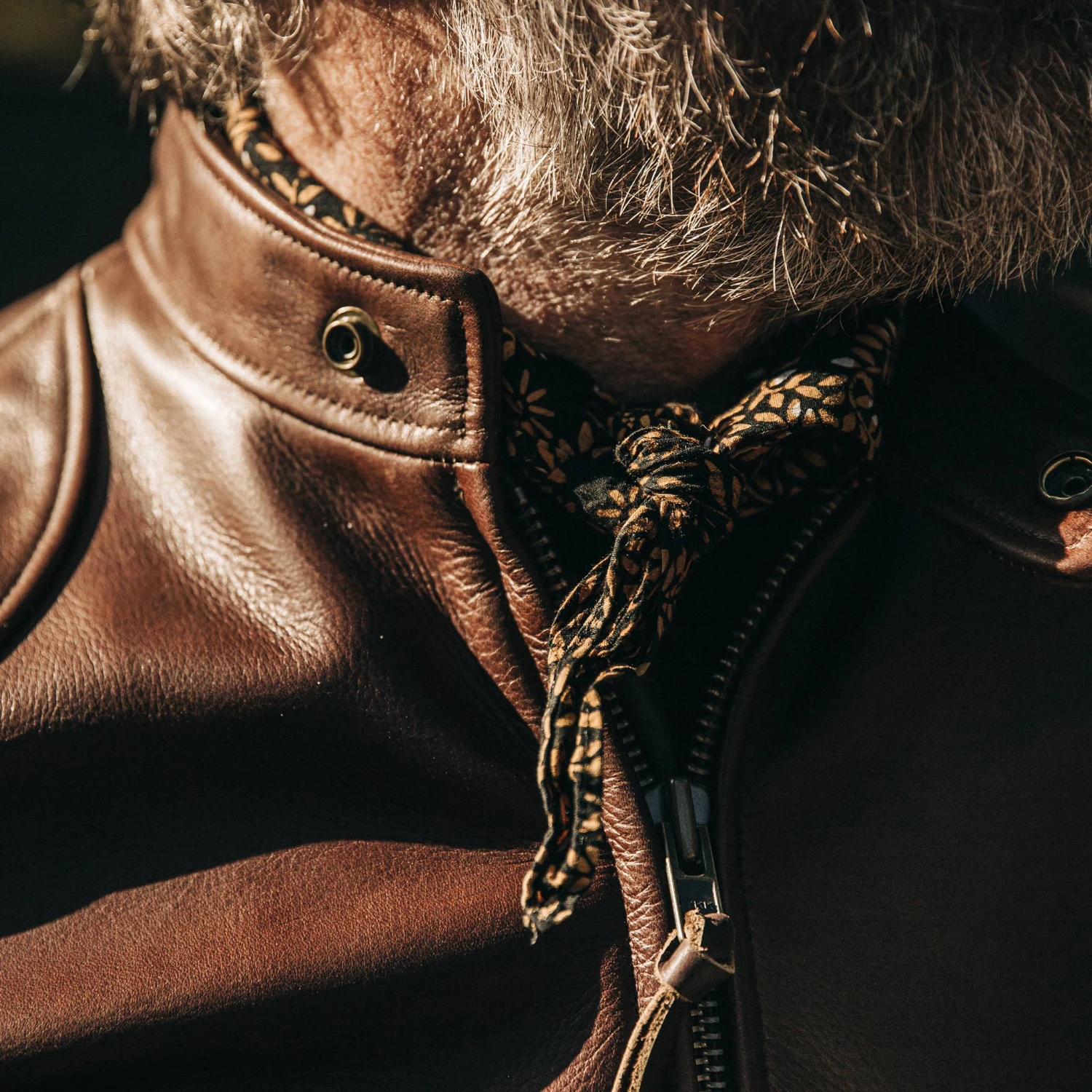 The Band Collar Moto Jacket In Espresso Steerhide - Image 4