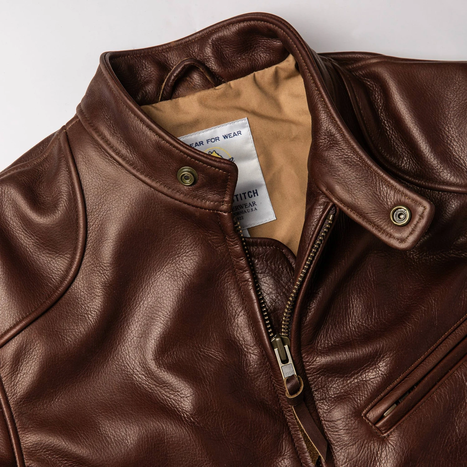 The Band Collar Moto Jacket In Espresso Steerhide - Image 8