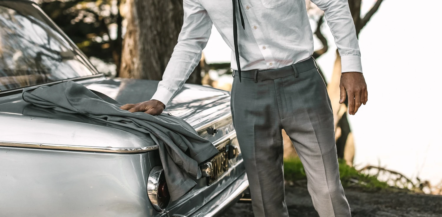 The Telegraph Trouser In Charcoal Slub - Image 9