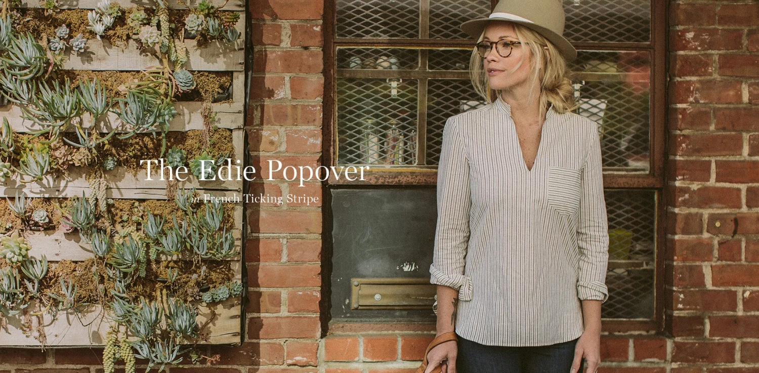 None The Edie Popover In French Ticking Stripe - Image 7