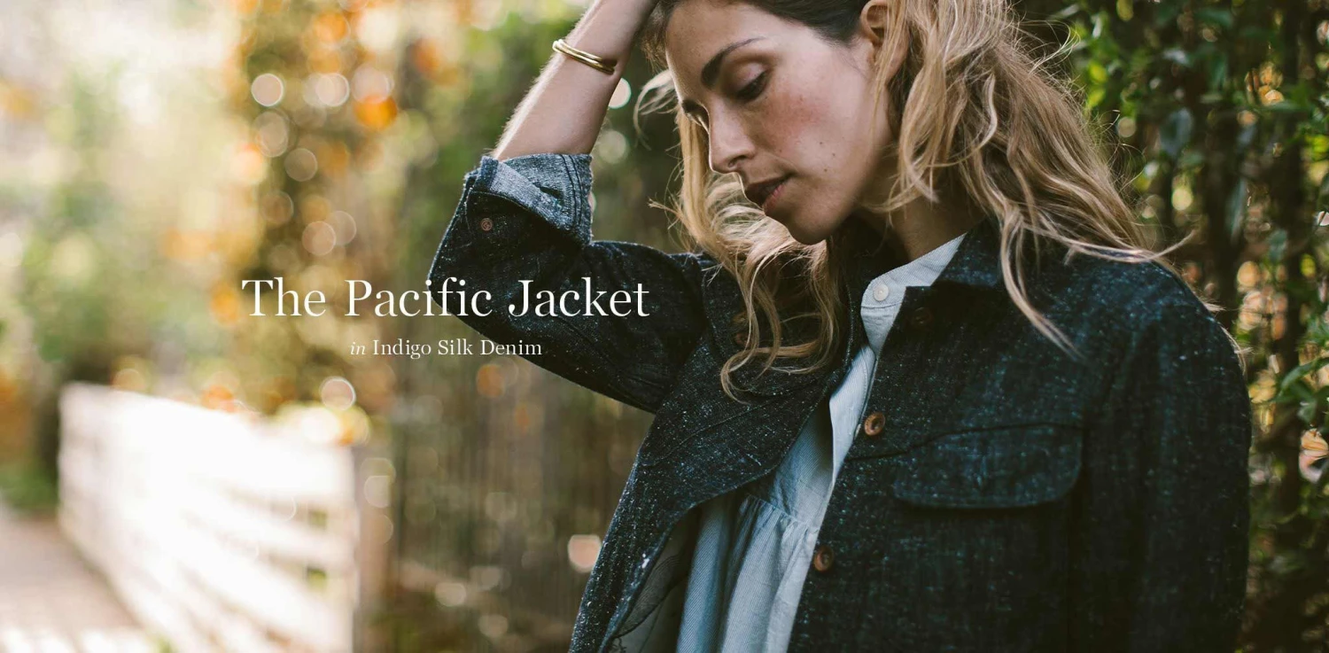 None The Pacific Jacket In Indigo Silk Denim - Image 9